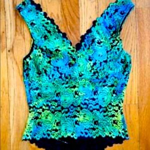 Top Green&Blue Lacey stretch never been worn